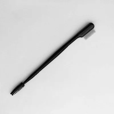 Hot Sell Dual Double End Eyebrow Brush 2 In1 Eyelash Makeup Brush With Steel Eyebrow Comb Black Private Label Brow Brush