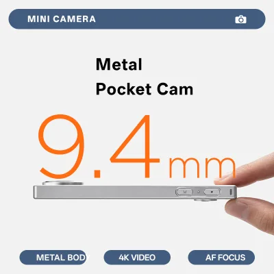 DC36 Pocket Cam, 9.4mm Ultra-Slim Metal Body, 4K Video, 80M Photo, EIS Electronic Image Stabilization Card-Slim Mini Camera