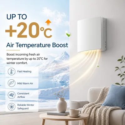Mini Air Recuperator 50m/h 97% Heat Recovery Ventilation Easy Install Flexible Energy Saving Wall-Mounted Double Flux