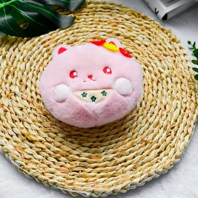 Custom Cute Embroidery Plush Dice Bag Kawaii Stuffed Cat Shape Short Pouch Wallet Small Money Bag Plush Coin Purse for Girl