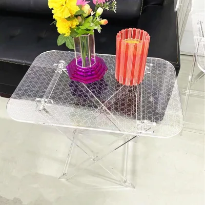 Transparent Acrylic Folding Table Ready-to-Assemble Sofa & Living Room End Table