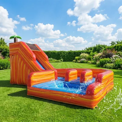 Hot Selling Giant Inflatable Water Slide with Big Poll Commercial Cheap Inflatable Slide with Slip n Slide for Adults and Kids