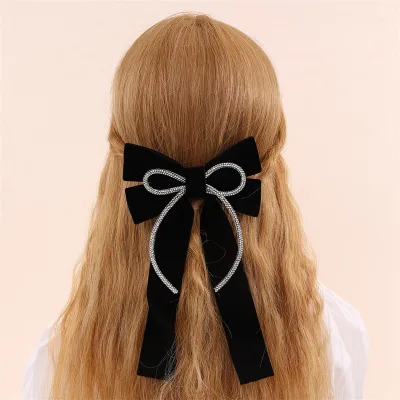 Duck Billed Clip Black Velvet Bow Hair Clip High-end Hair Clip Bow Hair Accessories for Women