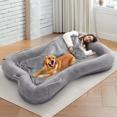 Human Dog Bed for Adult Foldable Giant Dog Bed People Fits Pet Families Egg Foam Supportive Mat Waterproof