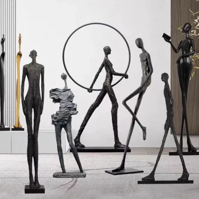 Modern Resin Man and Woman Figurines Sculptor Floor Lamp for Show Room Living Room Art Center Decoration Big Statues with Lamps
