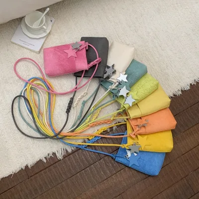 Summer Dopamine-Style Women's Mini Coin Purse Fashionable Star Pendant Single-Shoulder Crossbody Phone Bag Medium PU Polyester