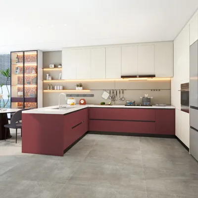 Modern RTA Cabinet Particle Board Eco-Friendly Waterproof Flat Pack Kitchen Storage Cupboard Furniture 4 Drawers 3 Shelves DIY