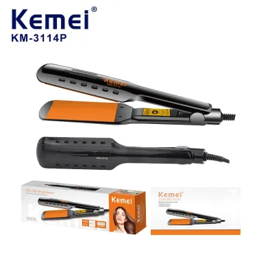 Kemei KM-3114P Big SIzed Ceramic Heating Blade 140 160 180 200 Valtages 4 Levels 2M Cables PTC Hair Straightener