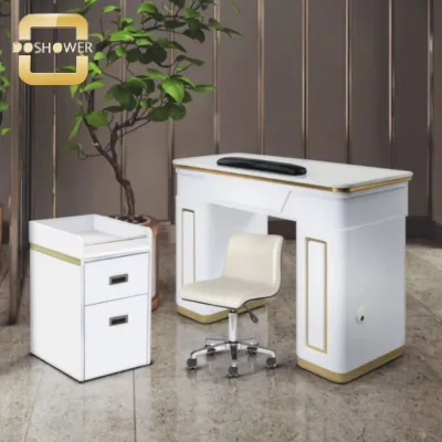 white & gold nail trolley of Nail Salon Tool Cart nail salon furniture package manicure polish rack for salon furniture supplier