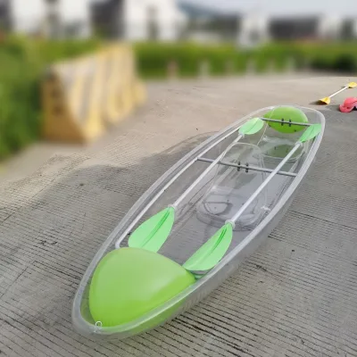China Factory Transparent Canoe Wholesale 3.4m 11ft Clear Boat Double Seats Transparent Kayak for 2 Person