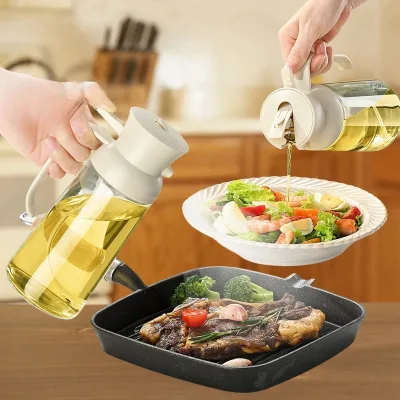 Hot Selling 550ml Portable Eco-Friendly Glass Oil Sprayer Bottle for Kitchen Cooking and Olive Oil Packaging