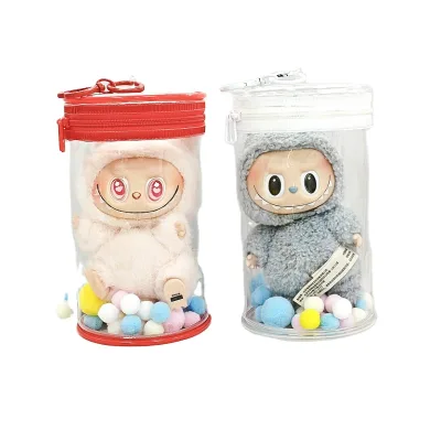 LINDA Labubu Mini Red Can Pvc Stroller Bag for Sitting Party Cotton Doll Outdoor Display and Storage Bag
