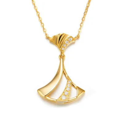 2026 New 18K Gold Inlaid Natural Diamond Necklace Manufacture 18K Gold/PT950/925 Sterling Silver Jewelry Customization