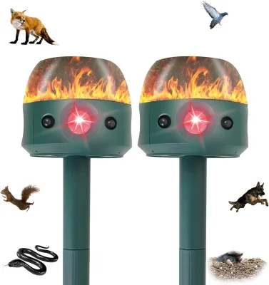 Ultrasonic Solar Animal Repeller for Yard,5 Modes Outdoor Repellent with Motion Sensor,Flashing Light
