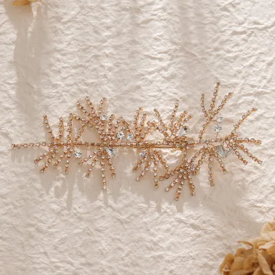 Bridal hair clip with high-end and fashionable rhinestone claw chain headband, luxurious and versatile handmade hair clip