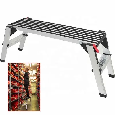 Adjustable Multi Function Ladder Work Platform Aluminum Folding Step Stool Ladder Drywall Bench with Levers Safety Lock
