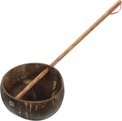 Coconuts Shell Water Ladle, Long Handle Spoon Bath Water Hair Washing Scoop Water Dipper Cup Thailand Style Kitchen Utensils