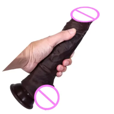 Hot Insert 22cm Artificial Africa Black Dildo Liquid Silicone Realistic Skin Huge Suction Cup Gay Cock Penis for Women Sex Toys