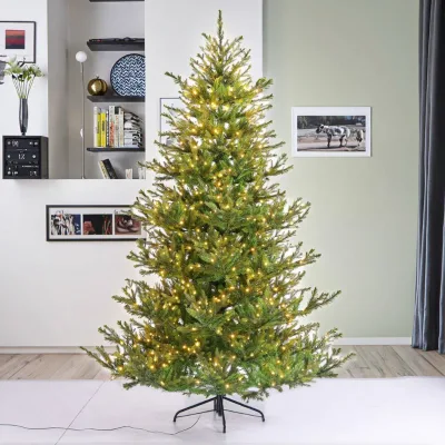 Luxury LED Lights Christmas Tree 210cm 55cm Green Metal Stand Hot Sale Home Decor for New Year Eco-Friendly PE Material Tree
