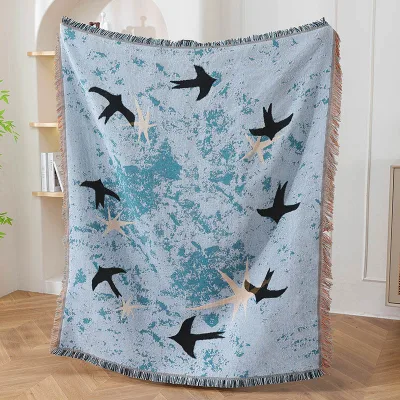 Decorative Tapestry Cotton Thread Blanket Sofa Blanket Office Nap Blanket Corporate High-end Gift Blanket Jacquard Fabric