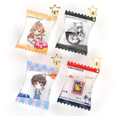 For Custom Cute Inflatable Candy Charm Shaker Anime Cartoon UV Printing Acrylic Charms with Plastic Small Pendant