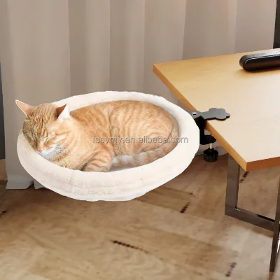 Sturdy Cat Desk Mounted Nest Removable Pet Table Hammock Bed with Paw Clamps