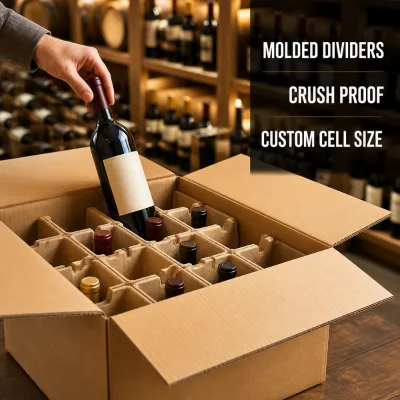 Wine Packaging Corrugated Boxes Cardboard Bottle Cartons with Dividers for Wine Distillery Export Wholesale