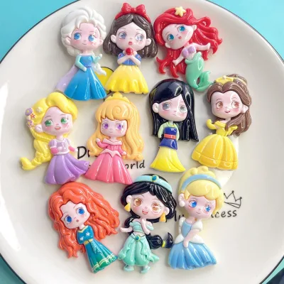 New Trending Large Size Cute Kawaii Princess Clay Doll Charms Fairy Flatback Resin Cabochon Hair Accessories for Kids