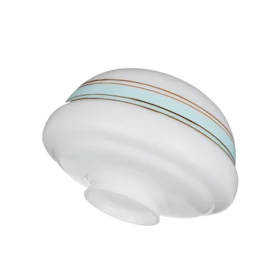Mouth Blown Opal White Glass Bowl Shade Amber Gold Stripe Vintage Pendant Light Shade Factory Wholesale Retro Glass Shade