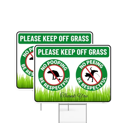 Custom Double-Sided Waterproof Eco-Friendly Durable PVC & Aluminum Yard Sign UV Protected No-Poop Sign with Stake 12.6x9.5