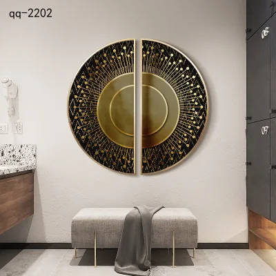 Modern Abstract Circular Hanging Printed Crystal Porcelain Semicircle Decorative Painting Paper Waterproof Living Room Dining