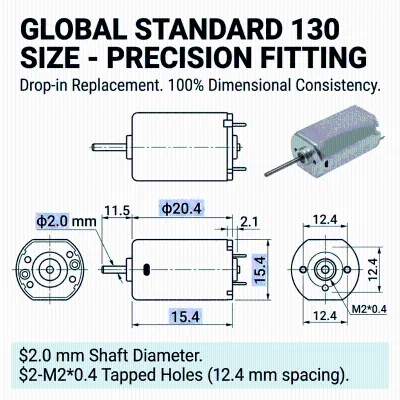 Hobby 130 Motors, Small Brushed Electric Motors for Toys, Custom Axle Miniature DC Motors Supply.
