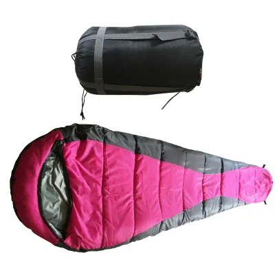 Waterproof 210T Polyester 3 Season Winter Camping Mummy Sleeping Bag Zipper Closure Hollow Cotton Filling Carry Bag Included