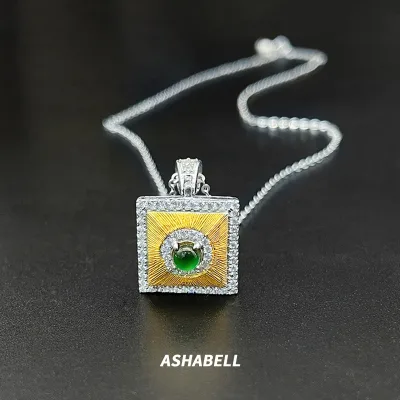 Original Design Niche Vintage Gold Plated Square Premium Pendant Necklace