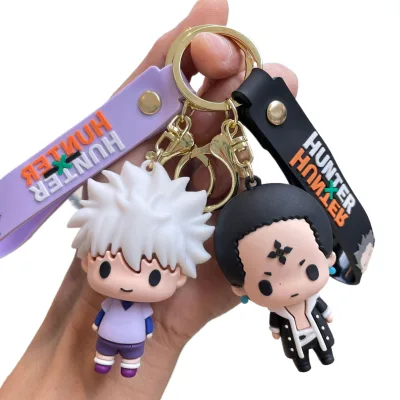 Hot Sales Japan Anime Full-time Hunter Toy Keychain 3D Doll Xiao Jie Student Backpack Pendant Wholesale PVC KeyChain Accessories