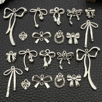 20pcs Bow Pendant Alloy Charm for Diy Handmade Necklace Bracelet Earrings Jewelry Accessories