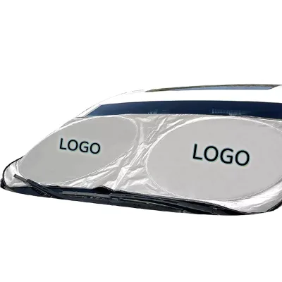 OEM/ODM Custom Logo Single Color Foldable Front Windshield Shades Nylon Mesh Coated Silver Model SR08-003 150x70cm/142x67cm