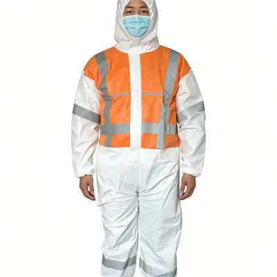 High Visibility Reflective Disposable Protective Coverall for Sanitation & Disinfection