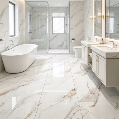 Venezuela 600x1200mm White Gold Marble Porcelain Tile Rectified Anti Humidity Wall Floor Tile Villa Home Interior Decoration
