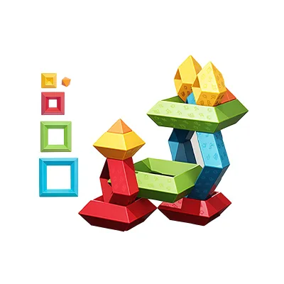 BEIJINGQI 30pcs DIY Building Blocks Kid-friendly Puzzle Brain Teasers Toy Tower Pyramid Stacking Bricks Silicone PC Box Sets