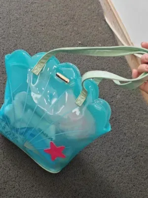 PVC Shell Shoulder Bag Zipper Closure Transparent Cute Design Girls' Travel Handbag Summer Model