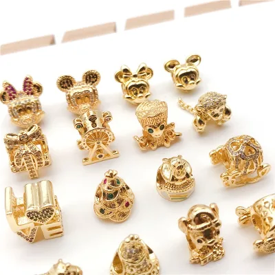 Diy Jewelry Gold-plated Copper Pendant Bracelet Clock Monkey Diy Loose Beads Diy Jewelry Making Accessories