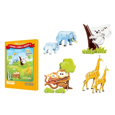 Parent-child Interactive Multi-layer Paper 3D Animal Puzzle With 74PCS