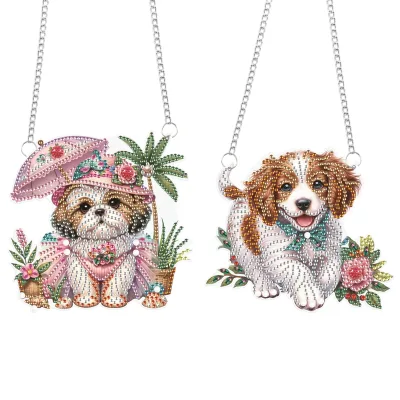 2025 New 2Pcs Cute Dog 5D DIY Craft Hanging Pendant Kit
