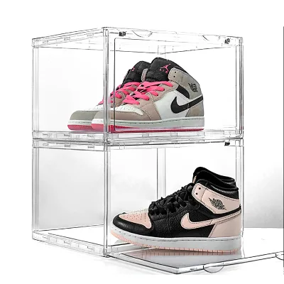 Hot New Products Acrylic Transparent Shoes Box Dust Proof Magnetic Absorption Storage Box Display Shoes