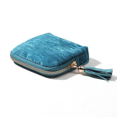 Wholesale Travel Velvet Jewelry Pouch with Zipper Closure Lightweight Lady Style Jewelry Cosmetic Bag for Rings & Necklaces