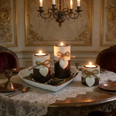 New Wooden for Set Candlestick Valentine's Day Romantic Tray Home Atmosphere Props Ornaments