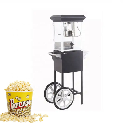 Classic Pop Corn Trolley Popcorn Maker Machine Black Pop Corn Machines Popcorn Maker Popper Cart on Wheels