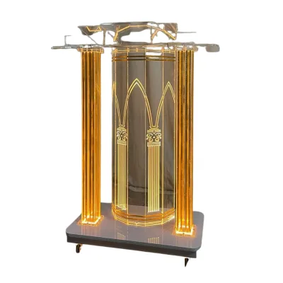 Floor Standing Clear Acrylic Theater Lectern-Modern Design for Church School Hotel & Dining Use