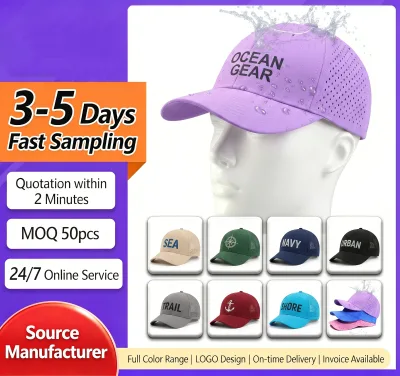 Spring and Summer Breathable Custom logo Waterproof Mesh Cap Men's Duckbill Cap Golf Cap Laser Perforated Duckbill Baseball Cap